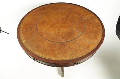 Lot 935 - A REGENCY FLAME MAHOGANY DRUM TABLE