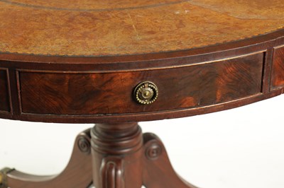 Lot 935 - A REGENCY FLAME MAHOGANY DRUM TABLE