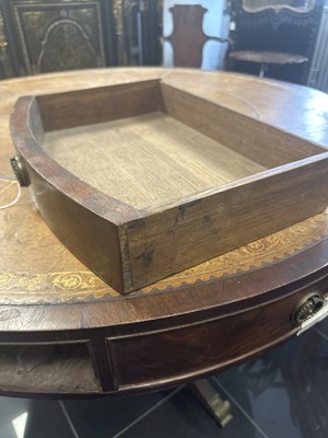 Lot 935 - A REGENCY FLAME MAHOGANY DRUM TABLE