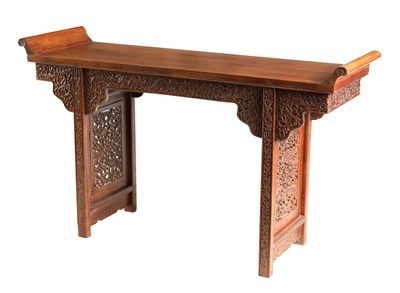 Lot 172 - A 19TH CENTURY CHINESE HARDWOOD ALTAR TABLE