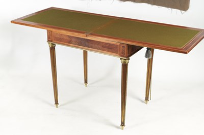 Lot 940 - A 19TH CENTURY FRENCH MARQUETRY FIGURED ROSEWOOD AND KINGWOOD GAMES TABLE