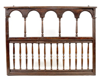 Lot 1001 - AN UNUSUAL 17TH CENTURY OAK HANGING RACK OF SMALL SIZE