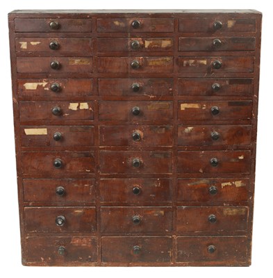 Lot 1049 - A 19TH CENTURY PINE AND FRUITWOOD COLLECTORS CABINET