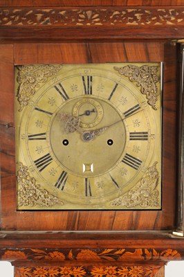 Lot 729 - RICHARD COLSTON, LONDON, A WILLIAM AND MARY MONTH GOING WALNUT AND MARQUETRY LONGCASE CLOCK