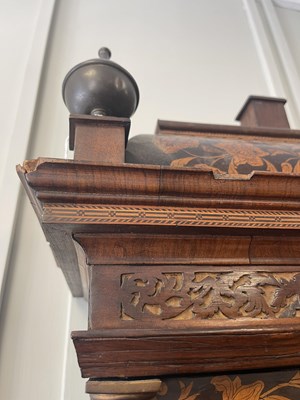 Lot 729 - RICHARD COLSTON, LONDON, A WILLIAM AND MARY MONTH GOING WALNUT AND MARQUETRY LONGCASE CLOCK