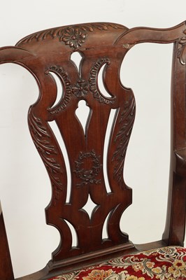 Lot AN 18TH CENTURY CARVED MAHOGANY OPEN ARMCHAIR IN THE CHIPPENDALE STYLE