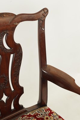 Lot AN 18TH CENTURY CARVED MAHOGANY OPEN ARMCHAIR IN THE CHIPPENDALE STYLE