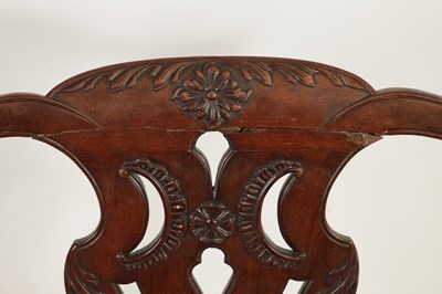 Lot AN 18TH CENTURY CARVED MAHOGANY OPEN ARMCHAIR IN THE CHIPPENDALE STYLE