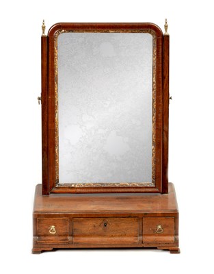 Lot 1075 - A GEORGE III MAHOGANY TOILET MIRROR