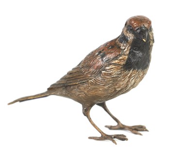 Lot 593 - A LATE 19TH CENTURY BERGMAN COLD PAINTED BRONZE SCULPTURE OF A BIRD