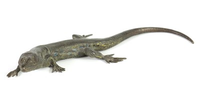 Lot 563 - A LATE 19TH CENTURY BERGMAN STYLE COLD PAINTED BRONZE SCULPTURE OF A LIZARD