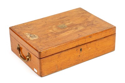 Lot 865 - A 19TH CENTURY HONEY COLOURED OAK CUTLERY BOX