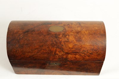 Lot 886 - A 19TH CENTURY FIGURED WALNUT DOME TOP TEA CADDY