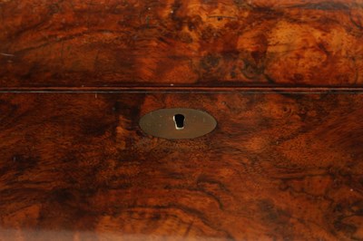 Lot 886 - A 19TH CENTURY FIGURED WALNUT DOME TOP TEA CADDY