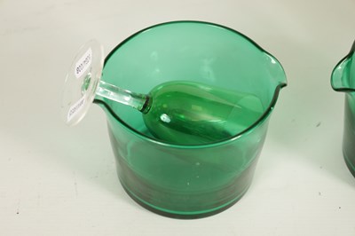 Lot 26 - A PAIR OF LATE GEORGIAN BRISTOL GREEN WINE RINSERS AND LATER GLASSES