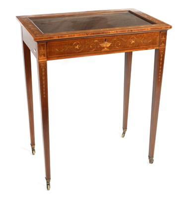 Lot 1036 - AN EDWARDIAN MARQUETRY INLAID FIDDLEBACK MAHOGANY BIJOUTERIE TABLE