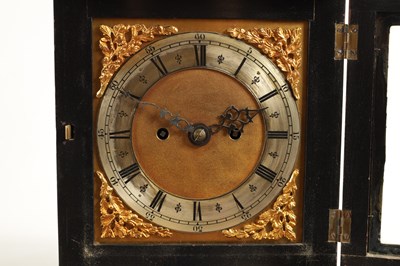 Lot 796 - A LATE 19TH CENTURY EBONISED BASKET TOP BRACKET CLOCK