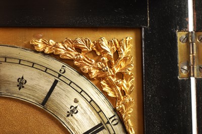 Lot 796 - A LATE 19TH CENTURY EBONISED BASKET TOP BRACKET CLOCK