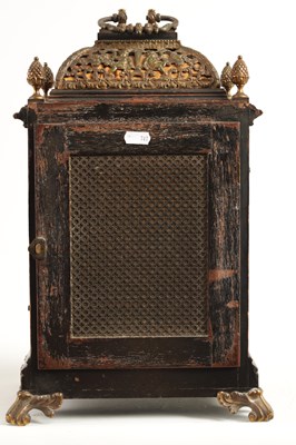 Lot 796 - A LATE 19TH CENTURY EBONISED BASKET TOP BRACKET CLOCK