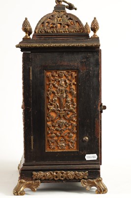 Lot 796 - A LATE 19TH CENTURY EBONISED BASKET TOP BRACKET CLOCK