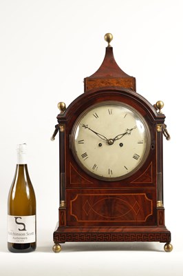 Lot 734 - JOHN THWAITES, LONDON. A REGENCY INLAID FIGURED MAHOGANY BRACKET CLOCK