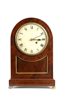 Lot 802 - RUSSELL, LONDON. A REGENCY BRASS INLAID FIGURED MAHOGANY BRACKET CLOCK