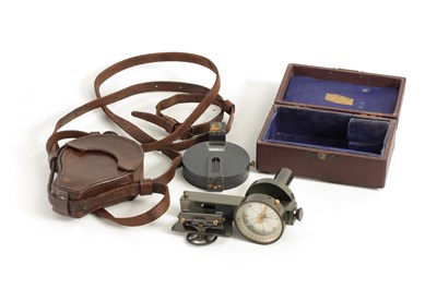 Lot 418 - A CASED ABNEY LEVEL WITH COMPASS TOGETHER WITH A CASED CLINOMETER