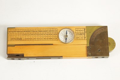 Lot 423 - A LEATHER CASED BOXWOOD AND BRASS INCLINOMETER LEVEL