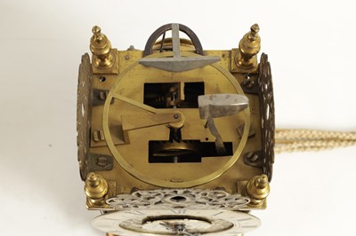 Lot 772 - THOMAS KNIFTON, AT THE CROSS KEYS IN LOTHBURY, LONDINI. A FINE CHARLES II BALANCE WHEEL VERGE LANTERN CLOCK