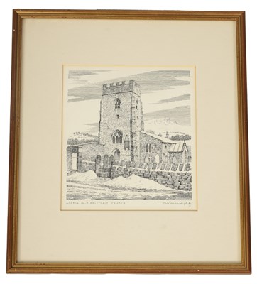 Lot 666 - ALFRED WAINWRIGHT (1907-1991) ORIGINAL PEN AND INK, ENTITLED 'HORTON-IN-RIBBLESDALE CHURCH'