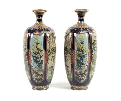 Lot 218 - A FINE PAIR OF JAPANESE MEIJI PERIOD CLOISONNÉ VASES