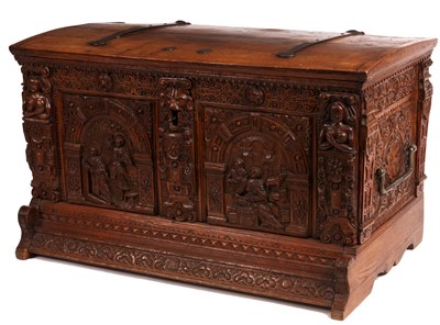 Lot 672 - A mid 17th Century Continental Carved Oak...