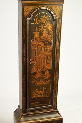 Lot 738 - JOSEPH ROSE & SON LONDON. A GEORGE III GREEN LACQUER CHINOISERIE DECORATED EIGHT-DAY LONGCASE CLOCK