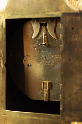 Lot 757 - G. YONGE & SON, STRAND, LONDON. AN ENGLISH REGENCY ORMOLU FUSEE MANTEL CLOCK