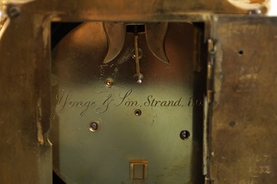 Lot 757 - G. YONGE & SON, STRAND, LONDON. AN ENGLISH REGENCY ORMOLU FUSEE MANTEL CLOCK