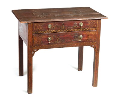 Lot 964 - AN EARLY GEORGE II CHINOISERIE DECORATED SIDE TABLE