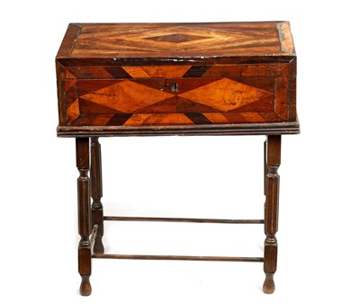 Lot 1056 - A GEORGE III SPECIMEN WOOD WORKBOX  IN THE MANNER OF RALPH TURNBULL