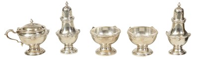 Lot 340 - A 1930’S SILVER FIVE PIECE CRUET SET