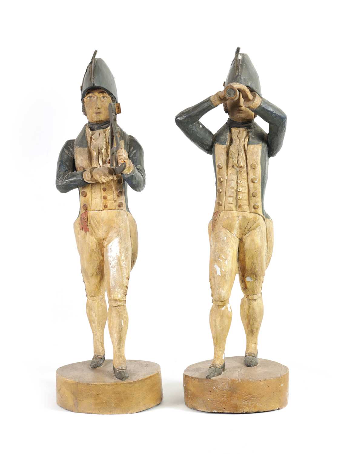 Lot 877 - A PAIR OF 19TH CENTURY CARVED WOOD FIGURES DEPICTING NELSON AND HARDY