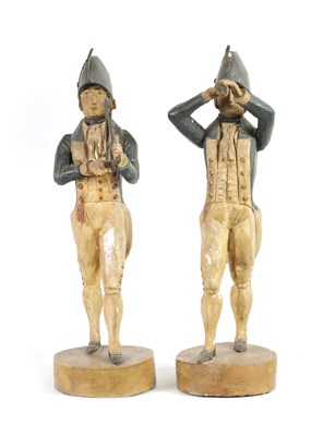 Lot 877 - A PAIR OF 19TH CENTURY CARVED WOOD FIGURES DEPICTING NELSON AND HARDY