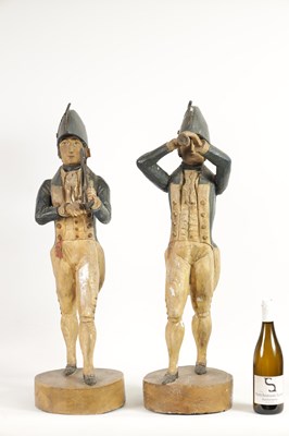 Lot 877 - A PAIR OF 19TH CENTURY CARVED WOOD FIGURES DEPICTING NELSON AND HARDY