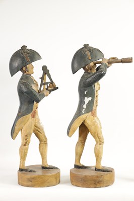 Lot 877 - A PAIR OF 19TH CENTURY CARVED WOOD FIGURES DEPICTING NELSON AND HARDY