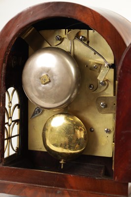 Lot 758 - A LATE 19TH CENTURY FLAME MAHOGANY ARCHED TOP DOUBLE FUSEE ENGLISH BRACKET CLOCK