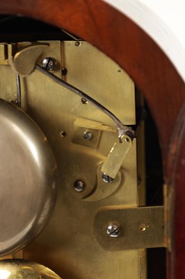 Lot 758 - A LATE 19TH CENTURY FLAME MAHOGANY ARCHED TOP DOUBLE FUSEE ENGLISH BRACKET CLOCK