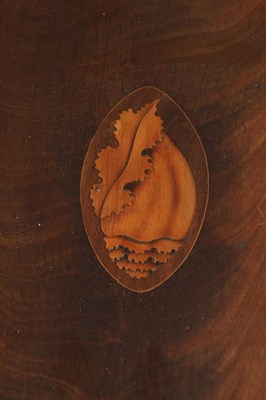 Lot 884 - A GEORGE III FLAME MAHOGANY INLAID SERPENTINE FRONTED KNIFE BOX