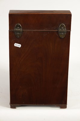 Lot 884 - A GEORGE III FLAME MAHOGANY INLAID SERPENTINE FRONTED KNIFE BOX