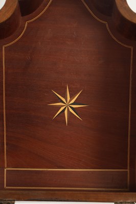 Lot 884 - A GEORGE III FLAME MAHOGANY INLAID SERPENTINE FRONTED KNIFE BOX