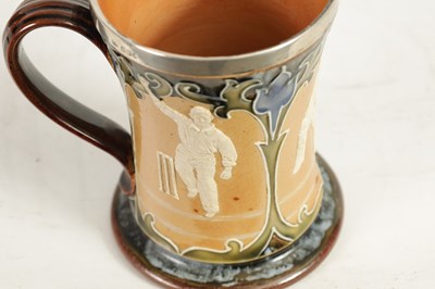 Lot 96 - A LATE 19TH CENTURY DOULTON LAMBETH STONEWARE CRICKET MUG