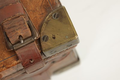 Lot 379 - A 19TH CENTURY LEATHER BOUND CARTRIDGE CASE