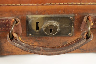 Lot 379 - A 19TH CENTURY LEATHER BOUND CARTRIDGE CASE